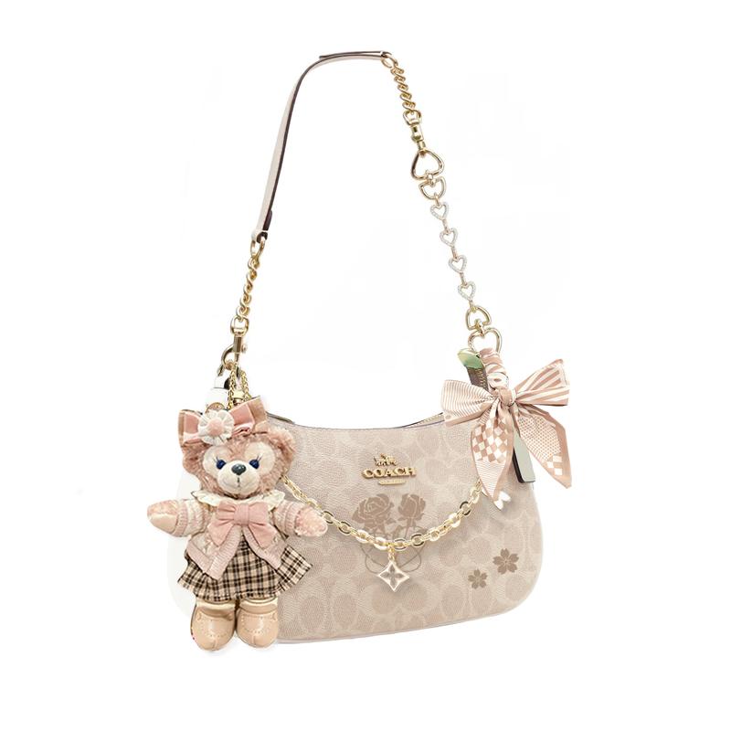 Coach Shoulder Bag [Customized Bag] Teri 24 Classic Presbyopic Logo Zipper Closure, Pendant, Scarf, Bow, Printing, Extension Mint Ice Basic Style