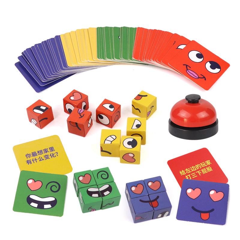 Face-Changing Cube Puzzle: Educational and Fun Building Blocks for Parent-Child Interaction, with Focus and Truth or Dare Game Elements.