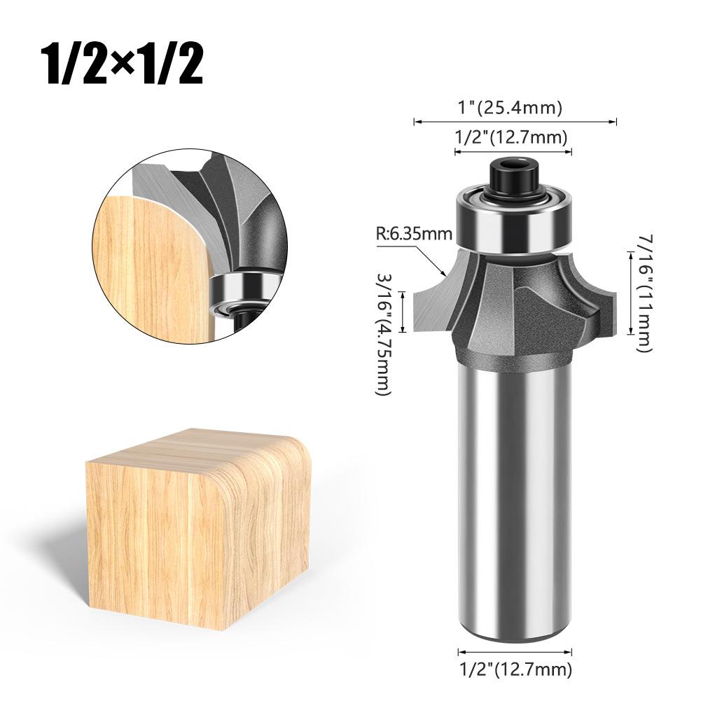 1/2 Handle Fillet Cutter Chamfering Milling Cutter, Commonly Used Fillet Cutter Preferably Tungsten Steel Alloy Fillet Cutter Trimming Machine Tool