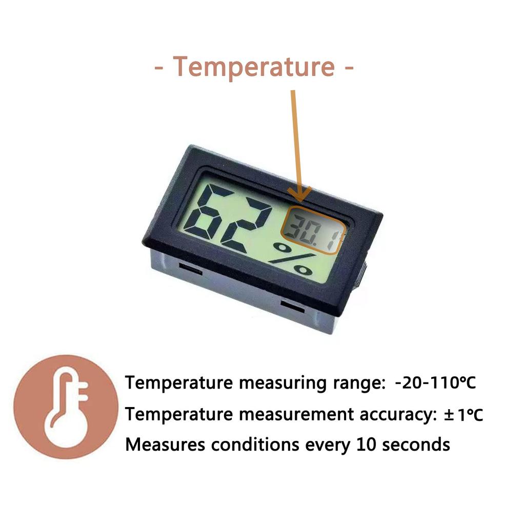 Mini Digital Hygrometer Gauge Thermometer, LCD Temperature Humidity Meter for Humidors Greenhouse Jars Grow Tent Box Garden