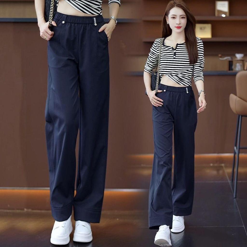 Wollhose mit hohem Bund und weitem Bein: Schlankmachend, Gerade geschnitten, Petite und Lässig für den Frühherbst