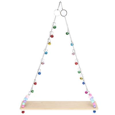 Chicken Wooden Standing Swing Toys Hanging Perch with Bells for Medium and Large Parrots