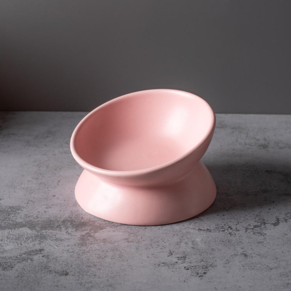 New Ceramic Raised Cat Bowl Elevated Solid Color Pet Water Bowls Tilted Large Diameter Dog Food Bowl Cat Accessories