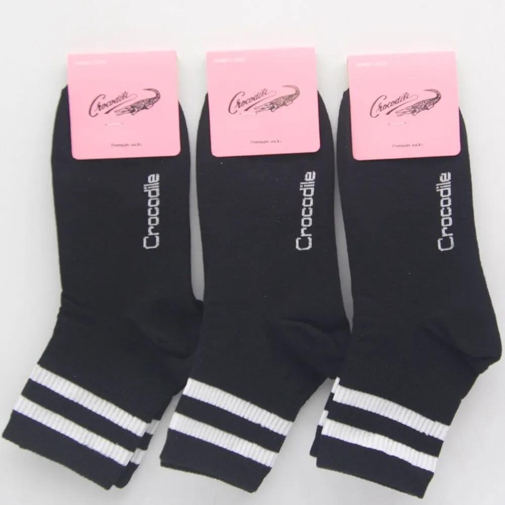 Women s Mid-calf Socks Black Crocodile 3-Pair Set 3 pairs of black