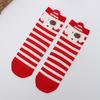 Cute Elk Cartoon Socks with 3D Ears – Red, Cotton for Autumn & Winter, Japanese Style, Perfect for Christmas