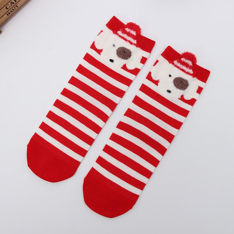 Cute Elk Cartoon Socks with 3D Ears – Red, Cotton for Autumn & Winter, Japanese Style, Perfect for Christmas