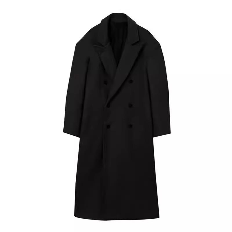 Erkek Orta Boy Çift Katmanlı Kaşmir Yün Paltosu: Sonbahar/Kış Kore Tarzı Trend