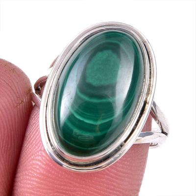 Natural Malachite Gemstone 925 Solid Sterling Silver Jewelry Ring Size 8 G3r40