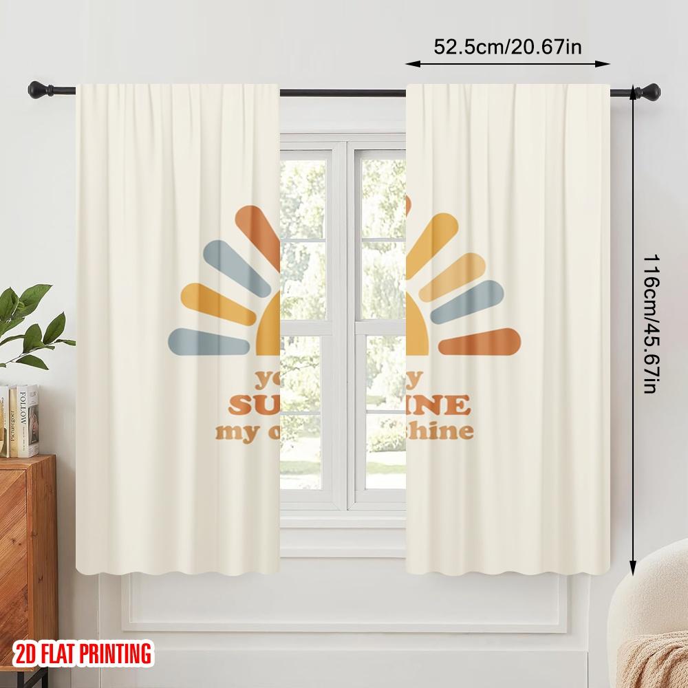 2pcs 2D flat printing Party Window Curtains Sunshine My Only Sunshine 100% Polyester Without Electricity Festive Wall Decor for