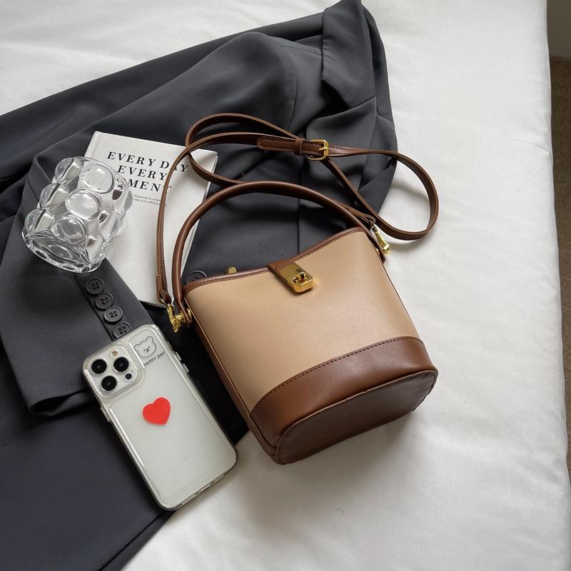 Korean Designer Bucket Bags for Women Fashion PU Leather Solid Color Crossbody Bag Female Elegant Aesthetic Shoulder Handbags