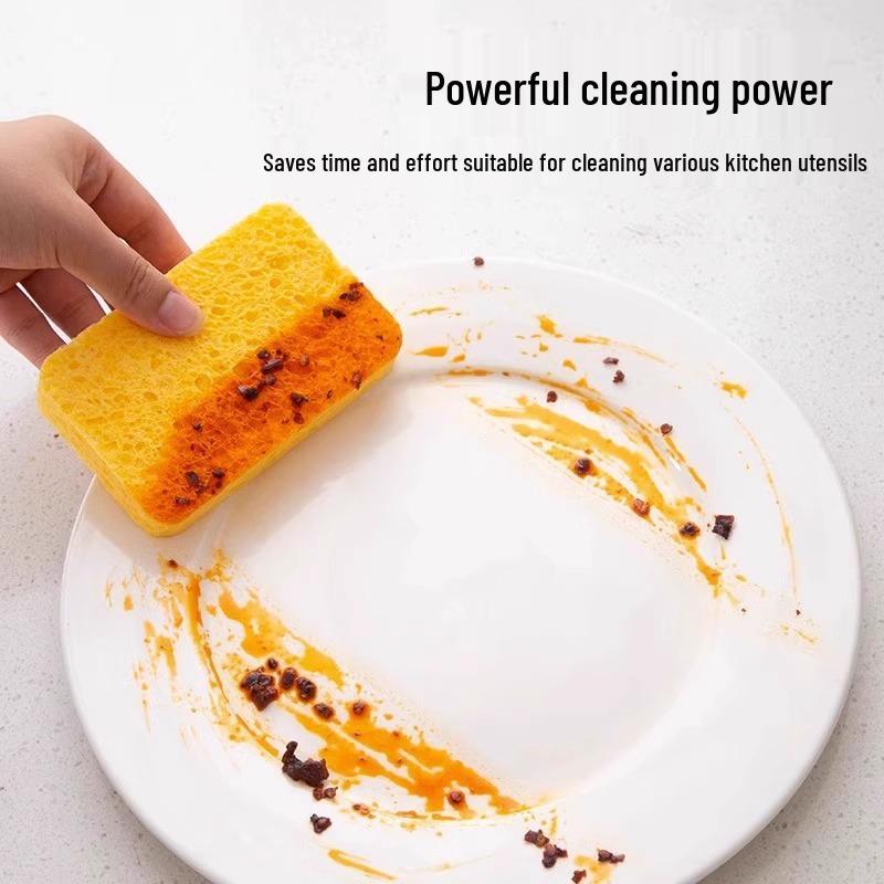 Set of 4 Natural Wood Pulp Kitchen Sponges - Magic Nano Cleaning Wipes