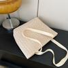 Simple Solid Color Large Capacity Woven Straw Shoulder Tote Bag For Women Daily Use