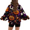 Women's Halloween Printed Round Neck Sweatshirt for Holiday and Casual Wear