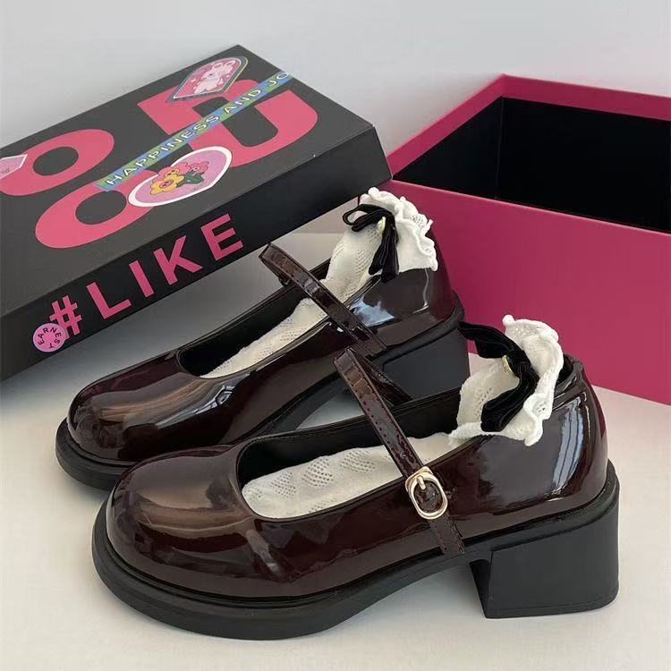 

Универсальные туфли с круглым носком и толстым каблуком в британском стиле, черные, ретро, маленькие кожаные туфли для женщин, новые, с мелким вырезом, французские Мэри Джейн, маленькие кожаные туфли фо 40 коричневый