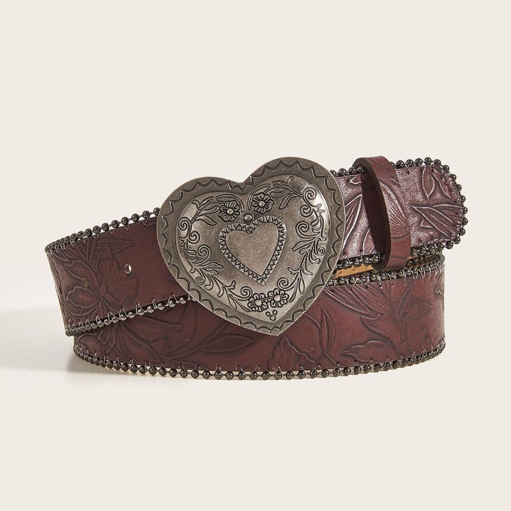 Retro Women's Belt Gothic Dress Jeans Belt Vintage Heart Waist Belt  Streetwear