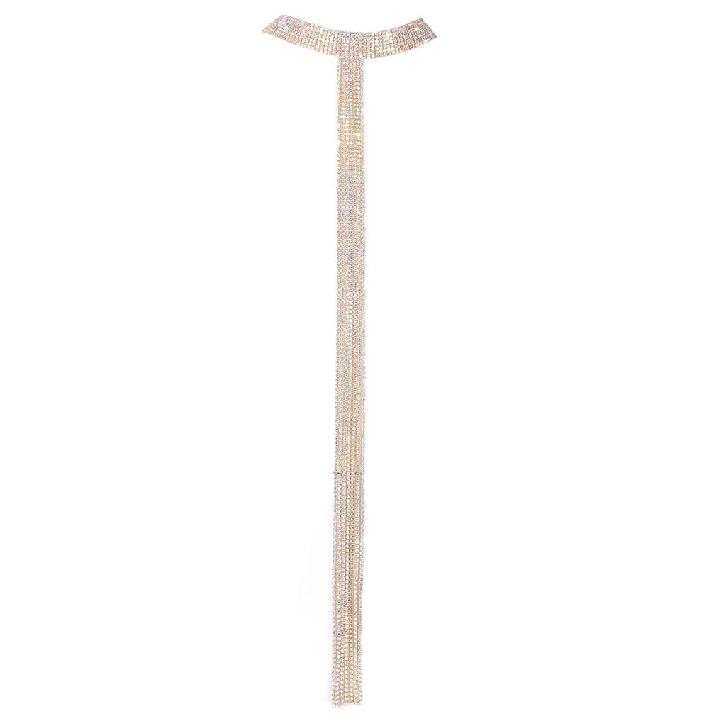 Premium super flash full diamond multi-layer fringed long necklace neck chain