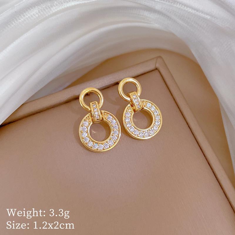 Necklace Earrings Set, Light Luxury Full Diamond Interlocking, Personalized Temperament, Banquet Earrings, Necklace Group