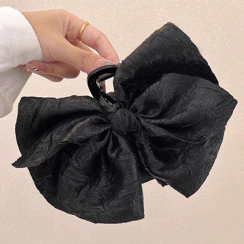 

Korean Style Solid Color Fabric Bow Hair Clip Women s Updo Elegant Shark Clip Hair Accessory