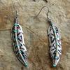 Bohemian Style Turquoise Feather Earrings -  Silver Plated Ear Jewelry for Women