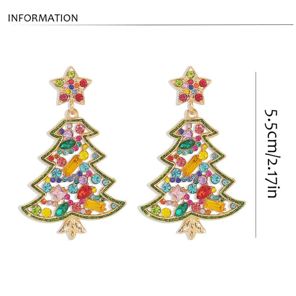 Crystal Xmas Dangle Earrings Star Christmas Bell Pendant Trendy Merry Christmas Earrings  Winter