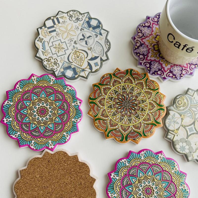New Bronzing Bohemian National Style Creative Home Mandala Bronzing Process Retro Heat Insulation Placemat Coaster