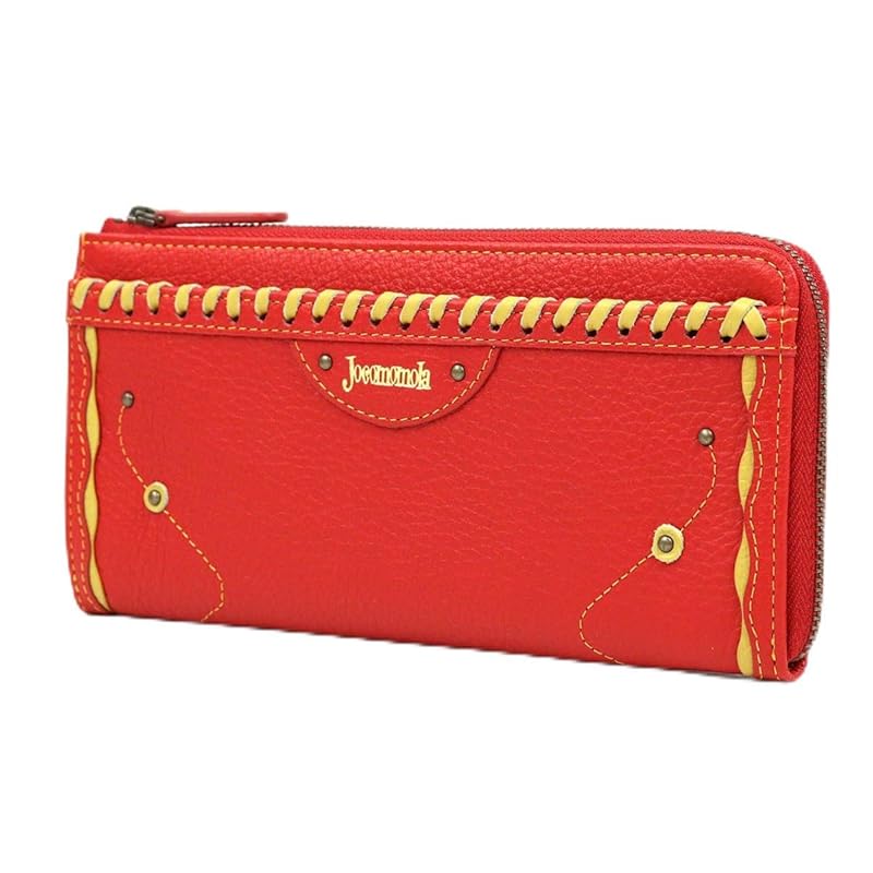 

[jocomomola] Hokomomora L-shaped zipper long wallet Leather stitching stitch flower 5380184 (Red(30))