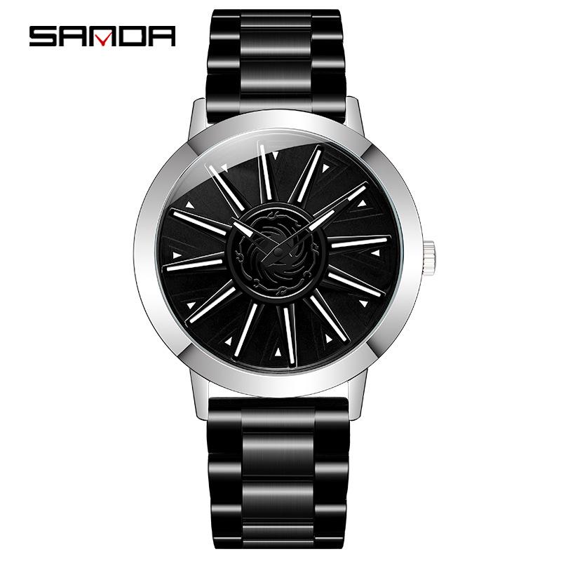 Sanda Trendy Men s Waterproof Steel Strap Watch – Simple, Fashionable Design
