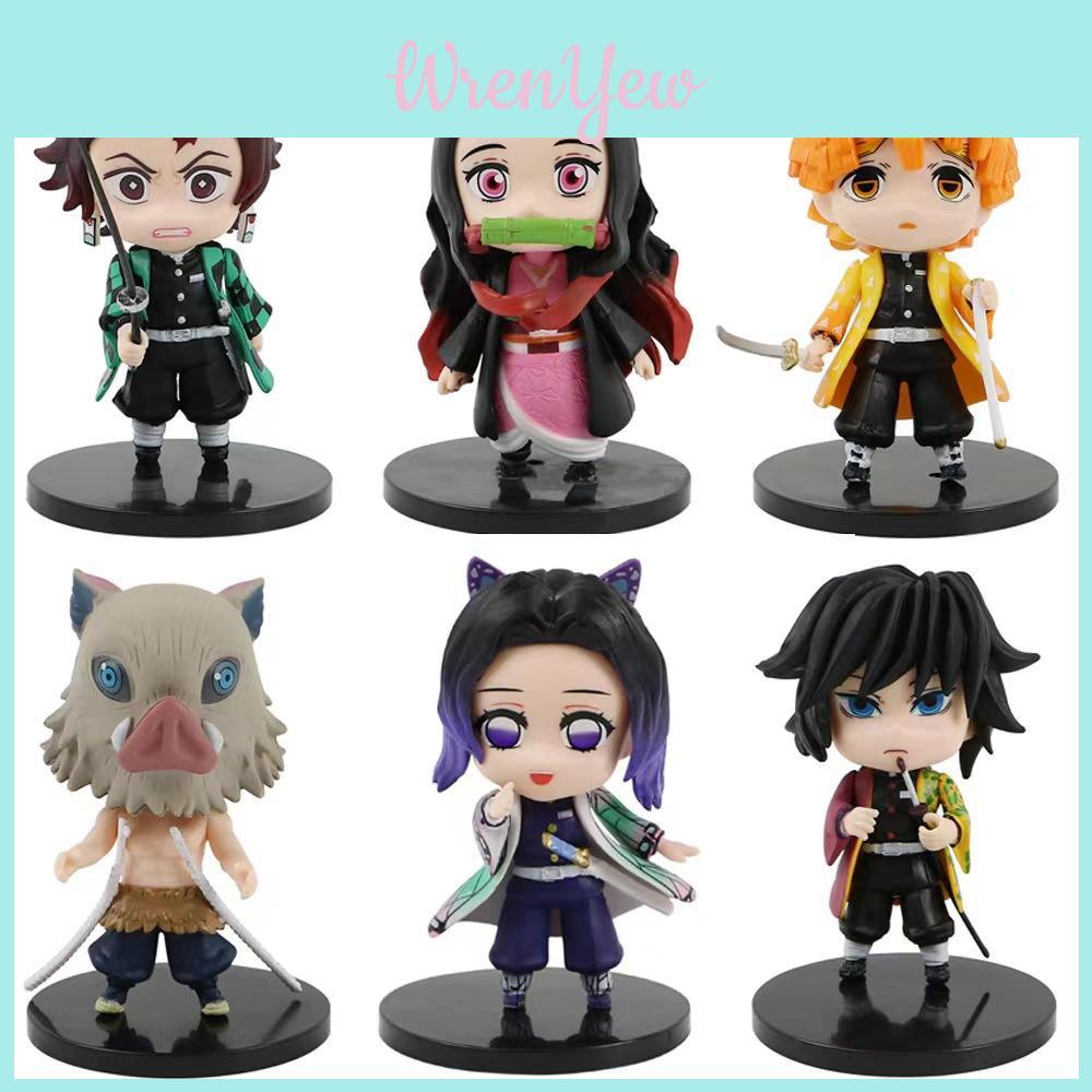 Cute Demon Slayer Tanjiro Nezuko Pvc Figure Set 6 Pieces 8.5cm Anime Collectible