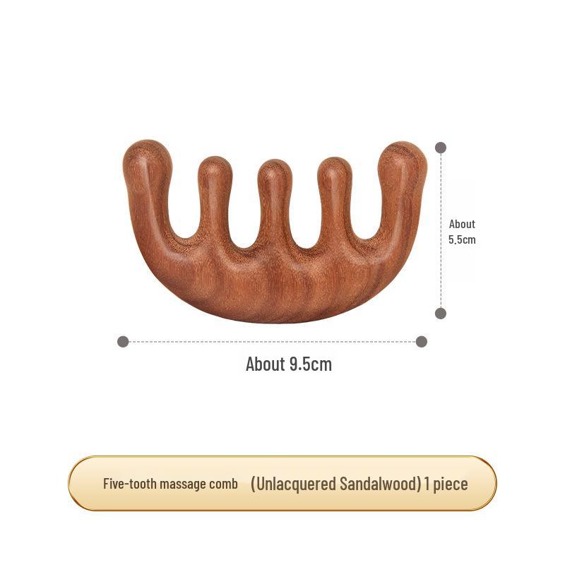 Golden Sandalwood Five-Tooth Meridian Massage Comb