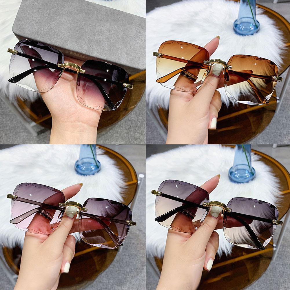 

Солнцезащитные очки в обрезанной квадратной оправе для женщин, корейские летние безрамочные солнцезащитные очки с градиентом, солнцезащитные очки M9L9