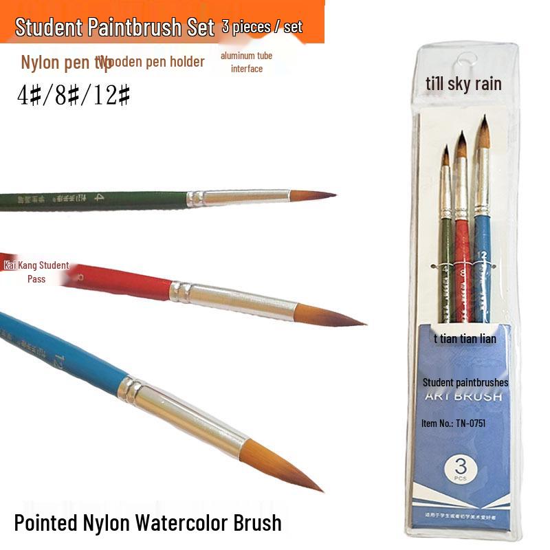 

Daily Practice 0751 Nylon Mixed Brush Set - 3-Piece for Watercolor & Oil Painting 3-Piece Brush Set