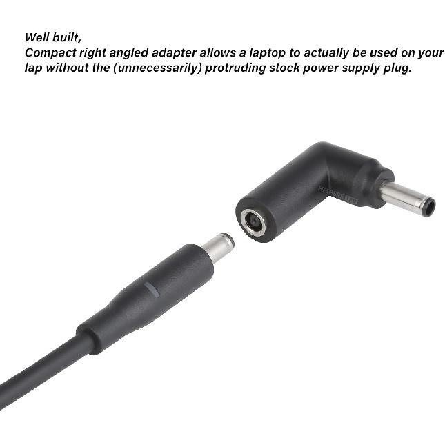 4.5 x 3.0 mm Right Angle 90-Degree Power Adapter Connector Converter for Dell Latitude; XPS; Vostro Laptop AC Charger Cord - 1 pcs