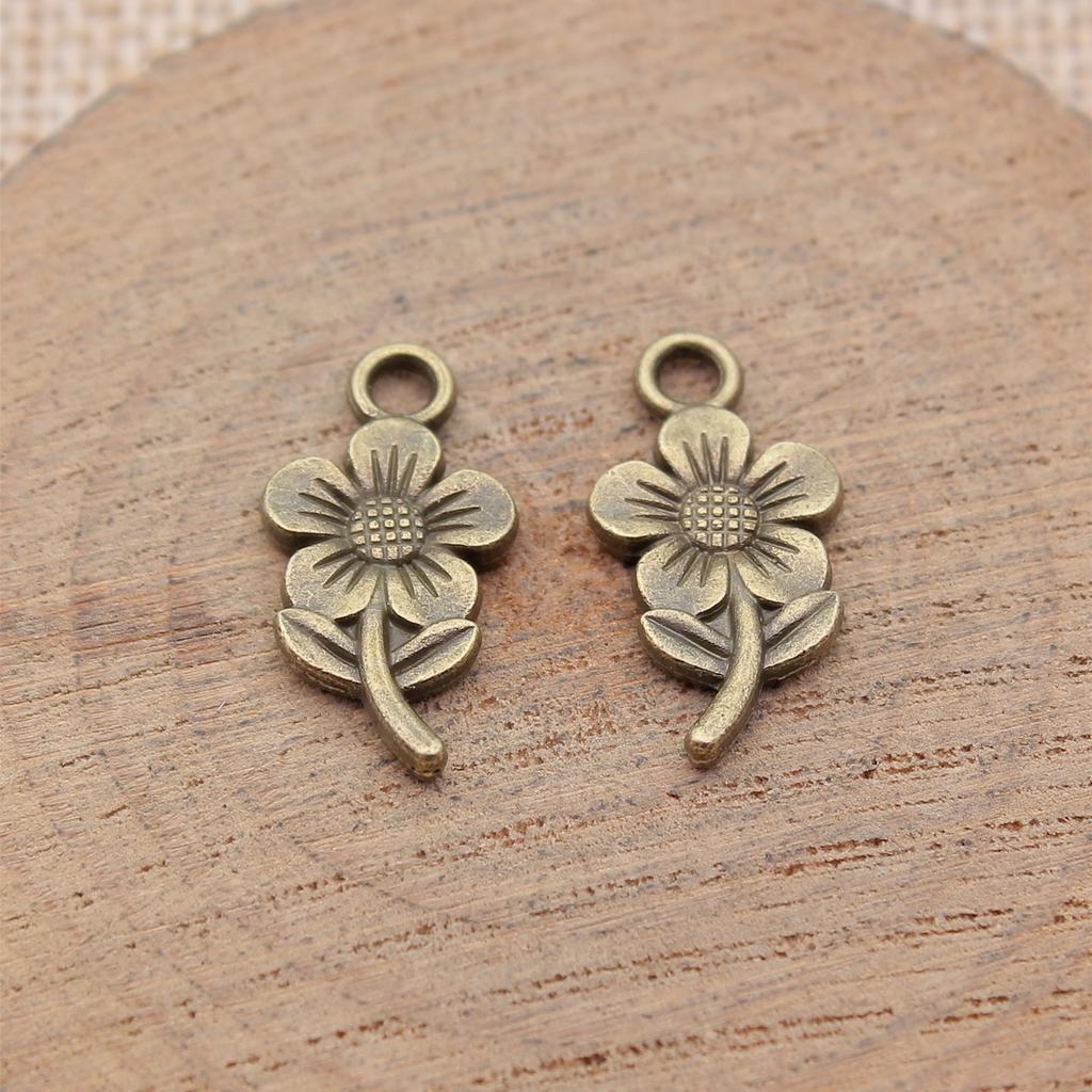 Flower Bud Charms Mini Floral Pendant Alloy Metal Leaf Findings Elegant Plant Jewelry Making Supplies For
