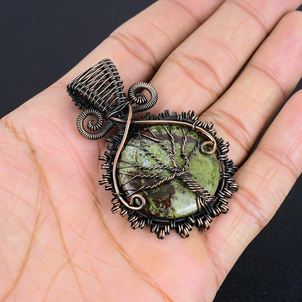 Dragon Blood Jasper 999 Copper Wire Wrapped Pendant, Handmade Gemstone Pendant Jewelry, Gifts For Wife Brand New Pendant