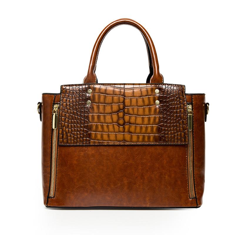 

Трендовые женские сумки лето новые ретро пэчворк узор крокодила сумка через плечо сумка-мессенджер модная текстурная сумка-тоут one size fits all светло-коричневого