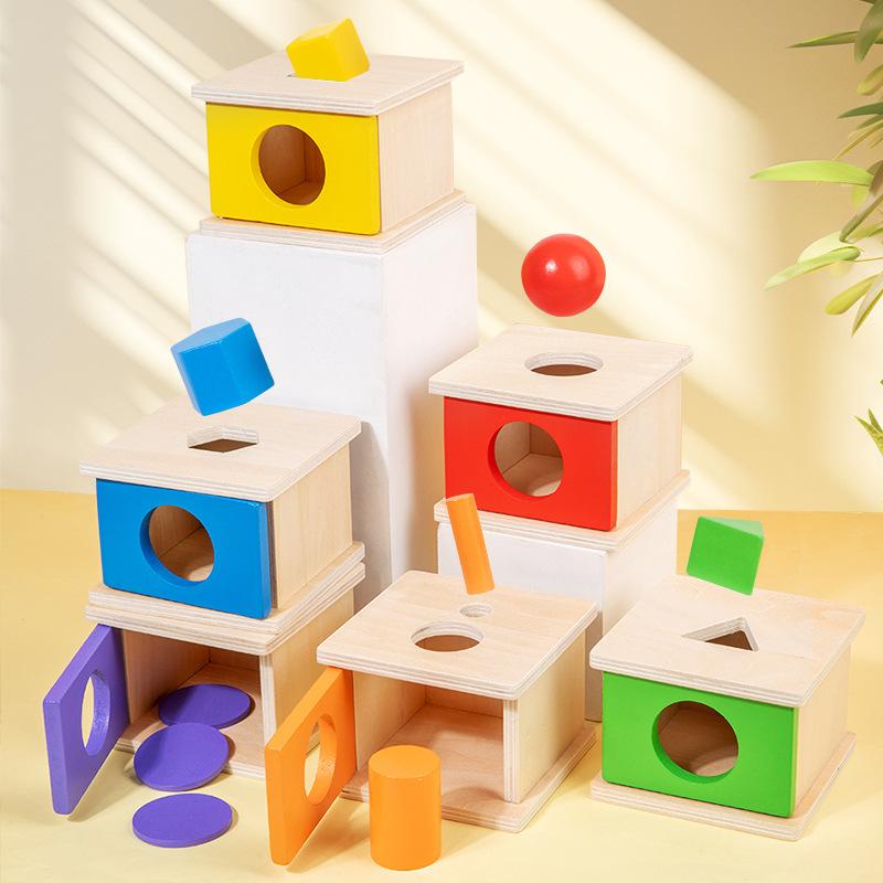 Holzobjekt Dauerhafte Box Montessori Spielzeug Baby Sortieren Zuordnen Box Ball Münze Sensorisch Dropsy Farbe Form Lernspiele Kind