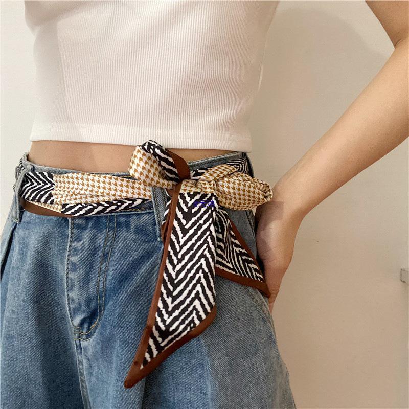 Damski Jedwabny Szalik Pasek Podkreślający Talię do Dżinsów - Stylowy Letni Dodatek