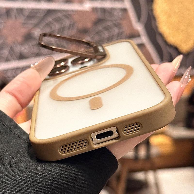 Matte Phone Case For iPhone 17 16 15 14 13 12 11 Pro Max Plus Air For Magsafe Transparent Magnetic Holder Lens Protection Cover