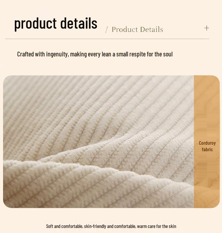 Corduroy Triangle Headboard Cushion - Soft Upholstery, Large Washable Lumbar & Backrest Pillow for Double Bed