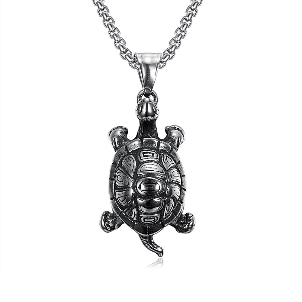 Creative Little Turtle Necklace for Men Women Stainless Steel Hip Hop Unique Animal Pendant Amulet Jewelry Dropshipping