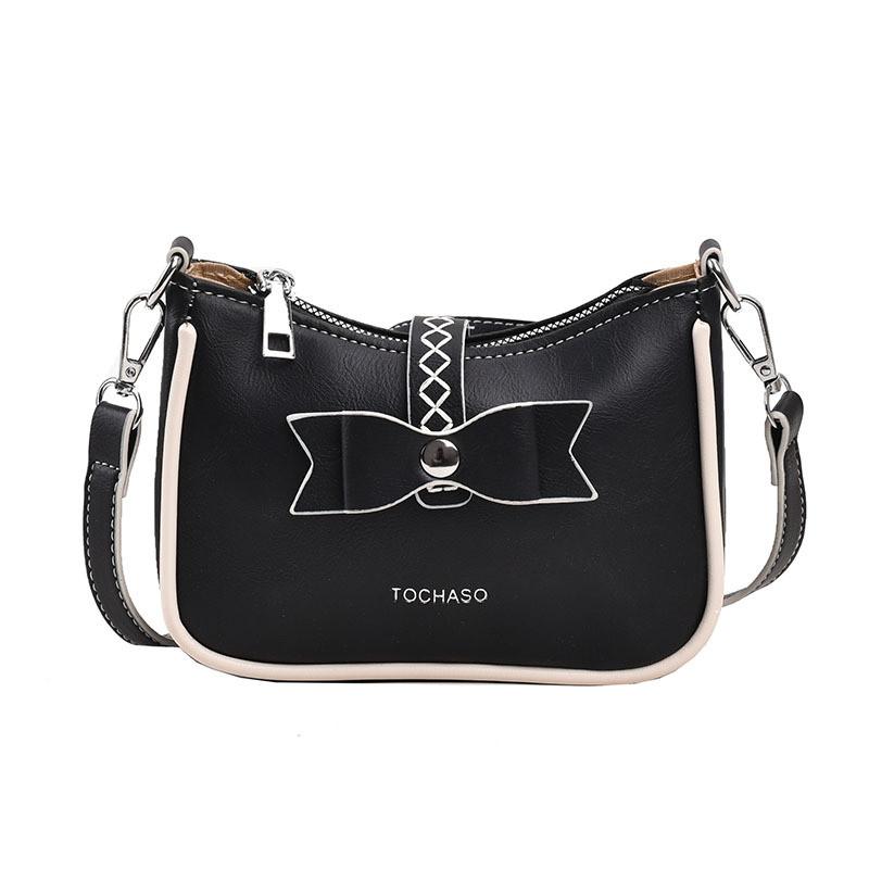 Fashionable Black Brown And Khaki Color Children s Bowknot Crossbody Bag For Kids чёрный