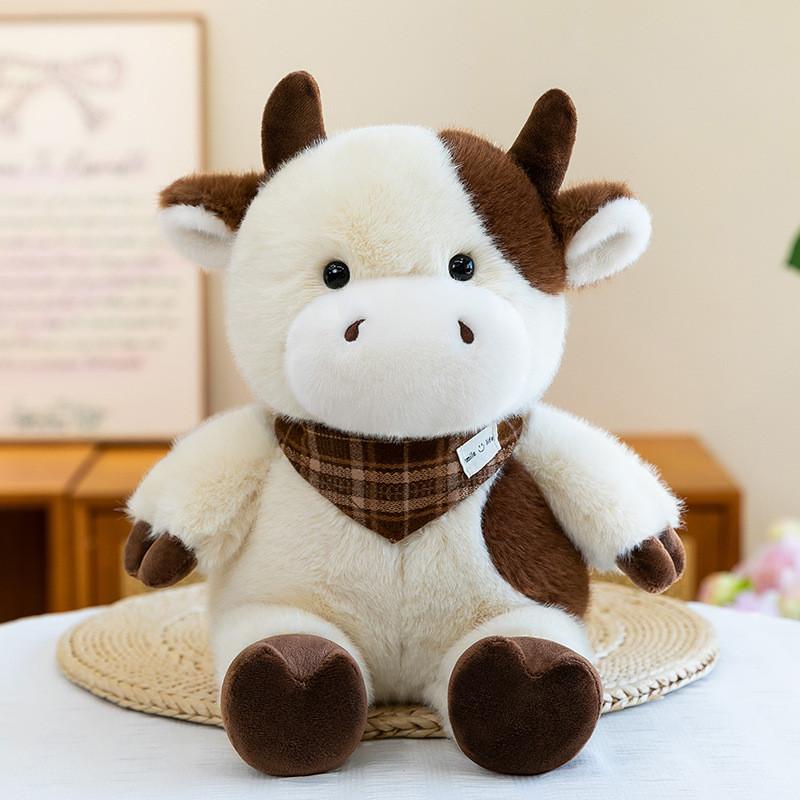 Garden Style Plush Cow Toy With Short Pile Fabric For Childrens Gift And Room Decor