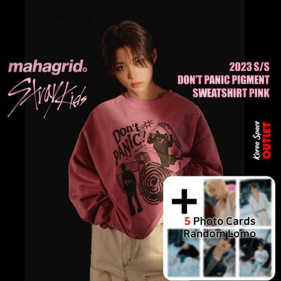 Stray Kids Zatoulané děti a spolupráce Mahagrid, nepropadejte panice Pigmentová mikina růžová (Lomo Photocard dárek)