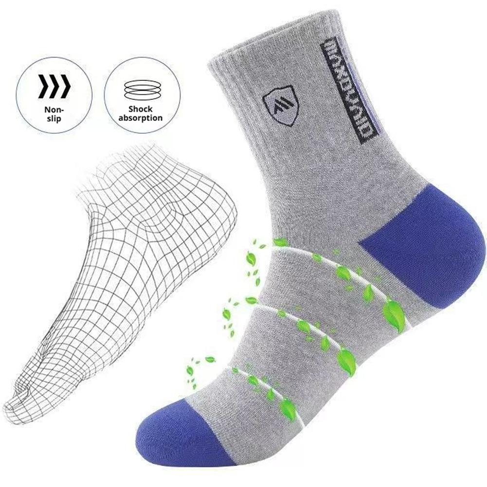 5 Pairs Men's Anti Odor & Anti Slip Socks - Breathable Moisture Wicking Crew Socks for Sports & Daily Wear, 4 Season Pack