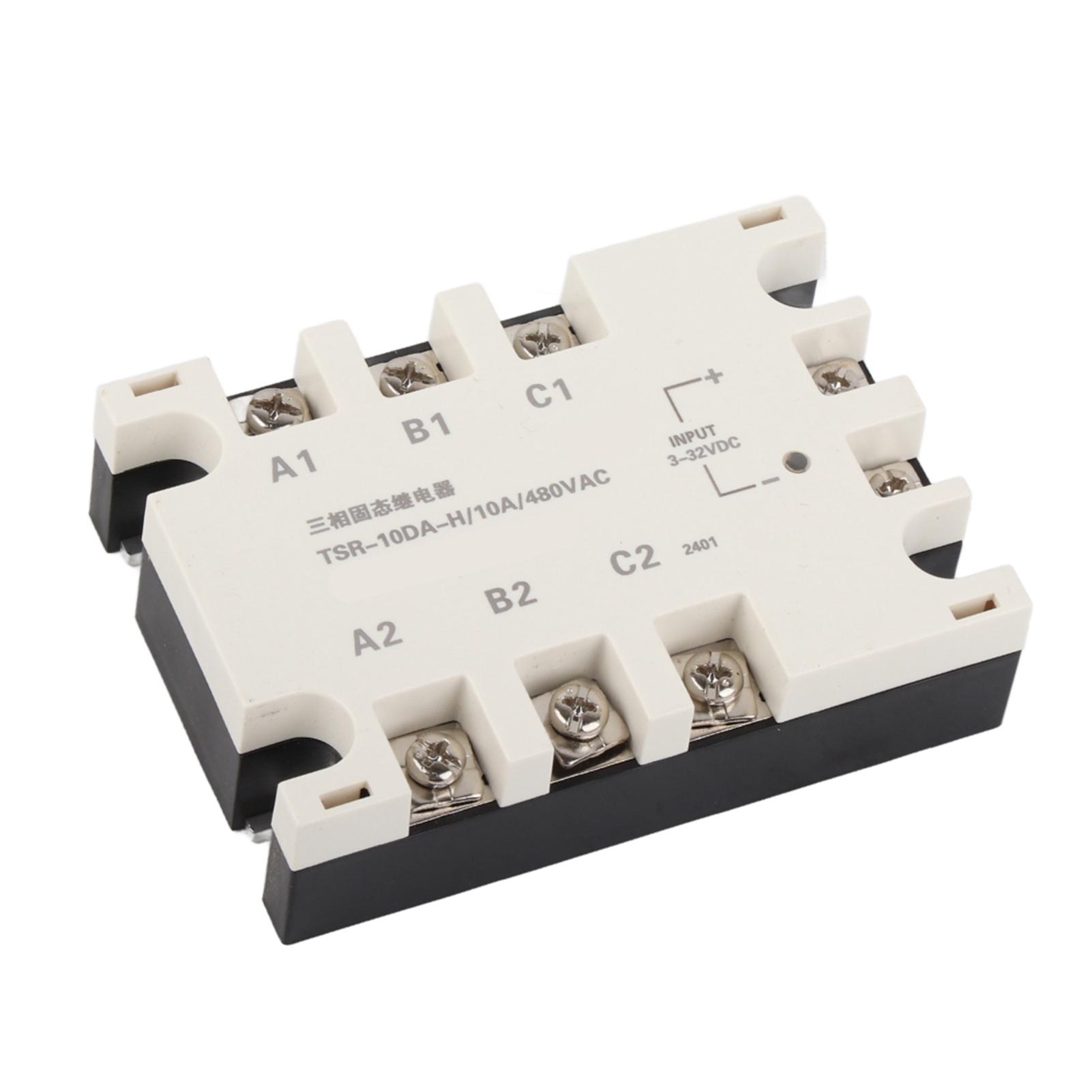 

3 Phase 10A DC AC Solid State Relay SSR Input 3‑32VDC Load 24‑480VAC TSR‑10DA H
