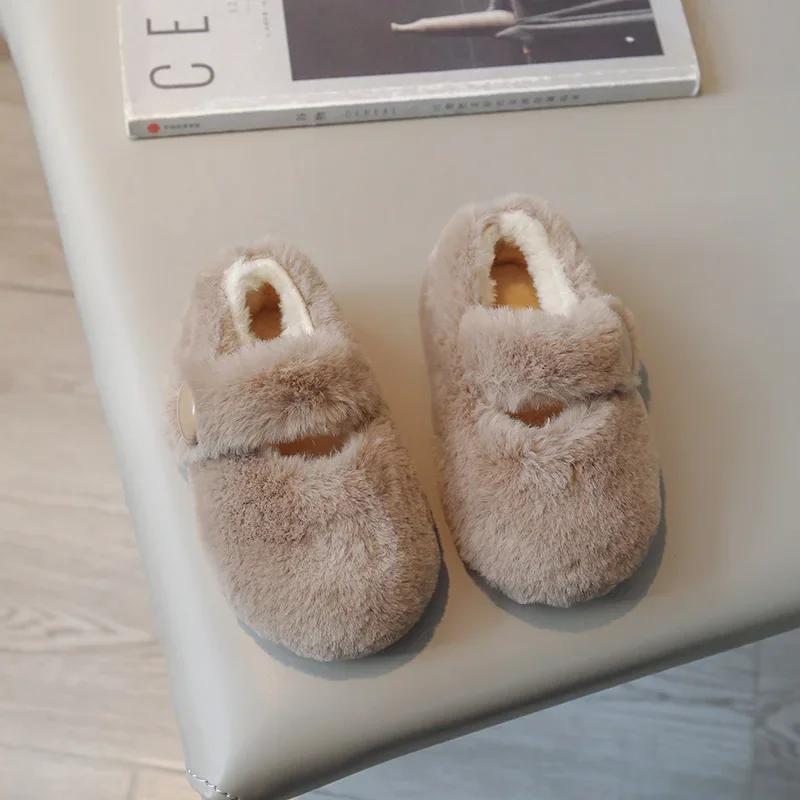 

Плюшевые кроссовки для детей Осенние теплые туфли принцессы Кроссовки для больших детей Повседневная обувь Нескользящая обувь для дома для девочек Детская обувь Zapatos Niña 21-insole13.8cm хаки