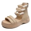 Fashion GKTINOO 8cm Natural Genuine Leather Sandals Boots Flats Platform Wedge Summer Women Hollow Pumps Peep Toe Booties Mary Jane Shoe
