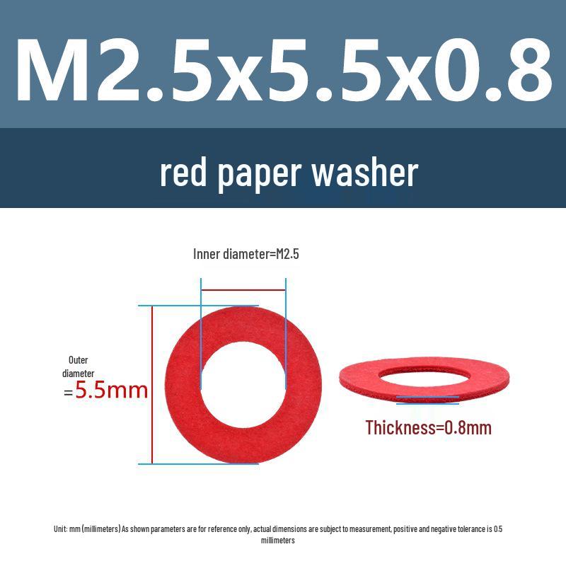 Yigu Red Mica Paper Washer Gasket M2-M20 Flat Washer