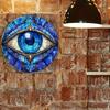 Glam Style Evil Eye Wall Decor 8x8 Inch Blue Gold Mosaic Aluminum Plaque Rustproof Metal Outdoor Home Gift