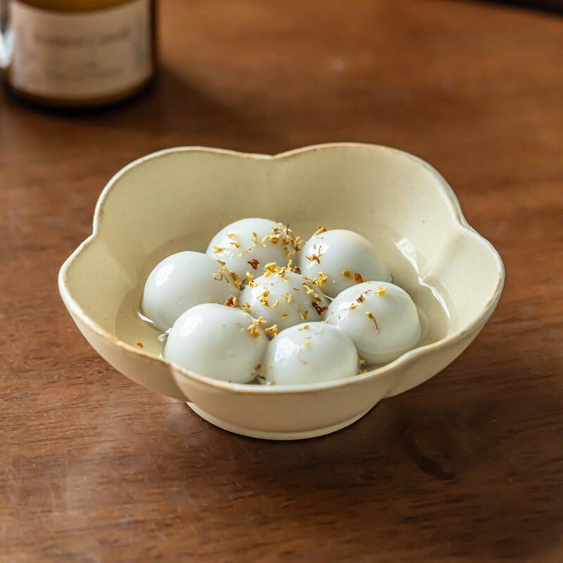 5.4-inch Cream Style Floral Ceramic Bowl